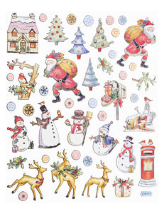 Sticker Weihnachtsmann Schneemann Rentier und Tannenbaum Weihnachten Weihnachtssticker