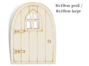 Wichteltür mit Fenster und Türknopf - Wichtel Miniaturen