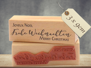 Stempel Frohe Weihnachten Joyeux Noel Merry Christmas Schriftzug