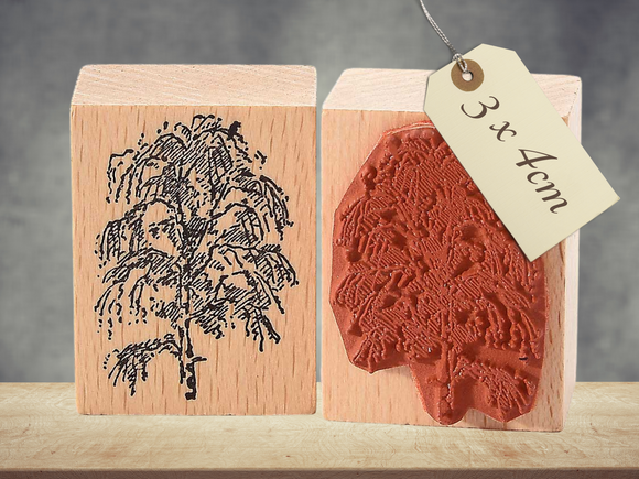 Stempel Birke Baum mit Vogel Laubbaum