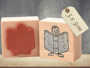 Stempel Junge mit Buch Schule