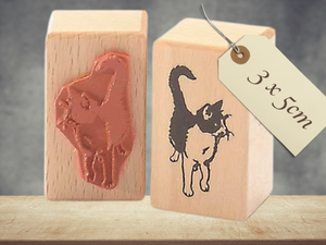 Stempel neugierige Katze zweifarbig schwarz und weiß