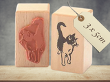 Stempel neugierige Katze zweifarbig schwarz und weiß