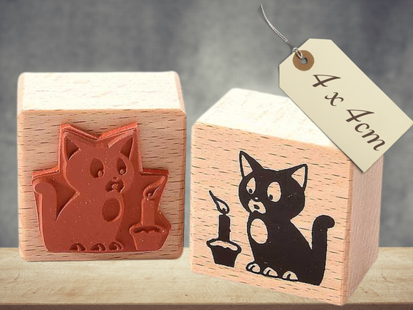 Stempel Katze mit Kerze