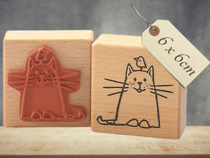 Stempel Katze mit Vogel Tiermotiv