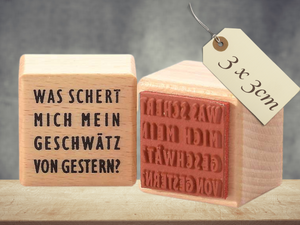 Motivstempel Was schert mich mein Geschwätz von gestern? Textstempel deutsch , Wort Schriftzug Stempel