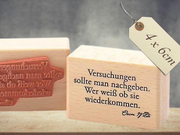 Stempel Versuchungen sollte man Schriftzug