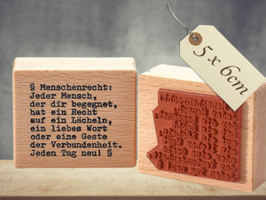 Motivstempel Menschenrecht , Stempel Lächeln und Liebe , Textstempel deutsch