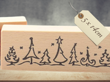 Stempel Weihnachtliche Landschaft mit Tannenbäumen